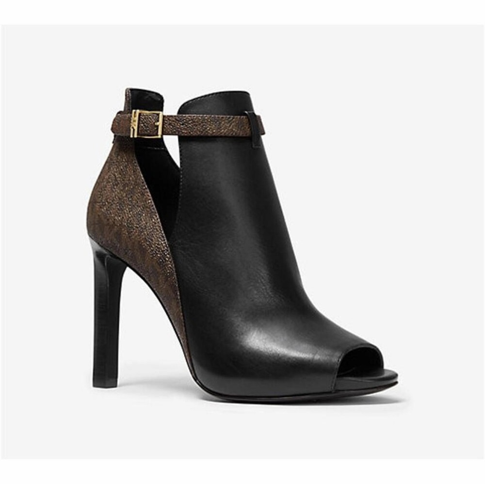 Michael Kors Black and Brown Peep-Toe Heels